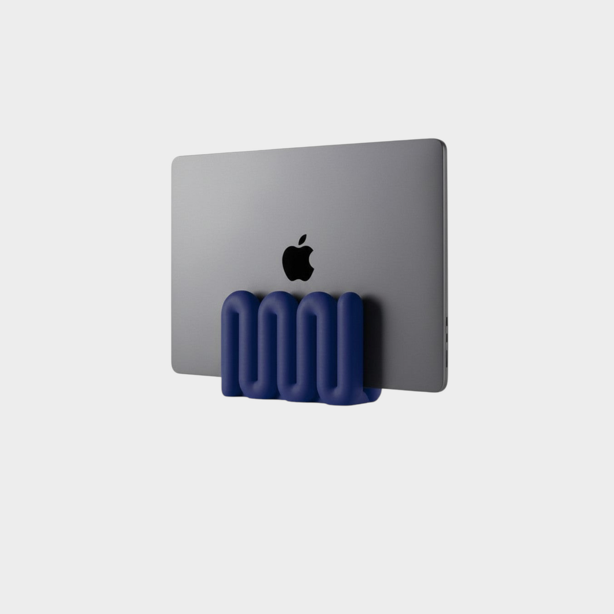 ZEMU LOOP lacivert kıvrımlı tasarıma sahip modern dikey laptop standı