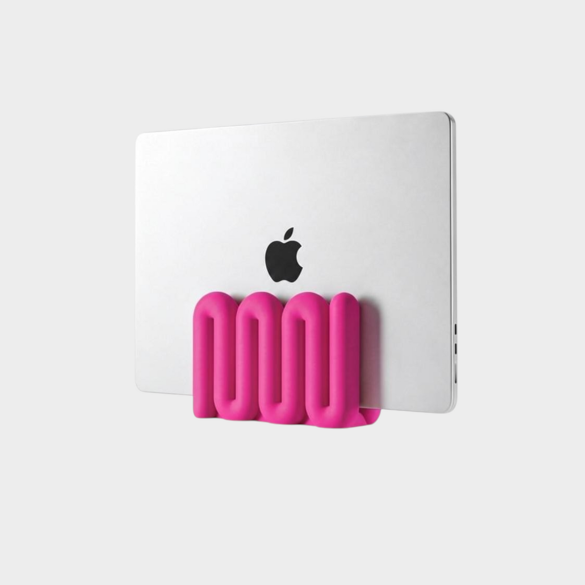 ZEMU LOOP pembe renkli, kıvrımlı tasarıma sahip modern dikey laptop standı